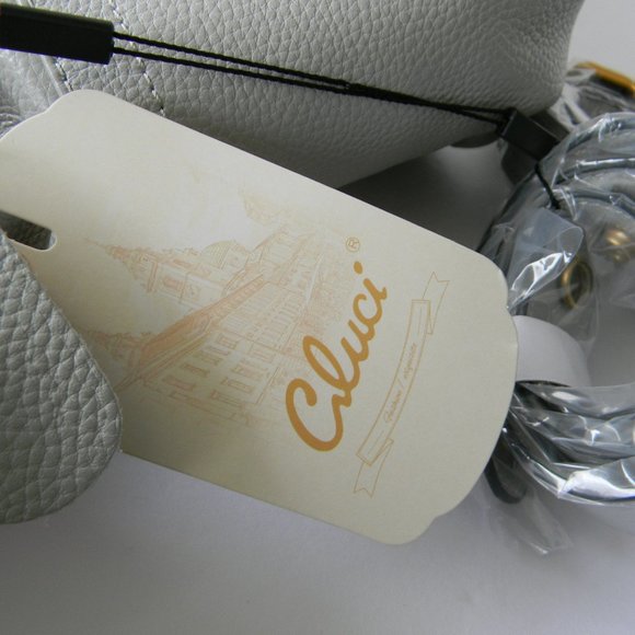 NWT CLUCI GENUINE GRAY PEBBLE LEATHER XL HOBO  SHOULDERBAG - Picture 6 of 7